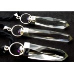 Fancy Cut Clear Quartz Gemstone with Amethyst Pendant